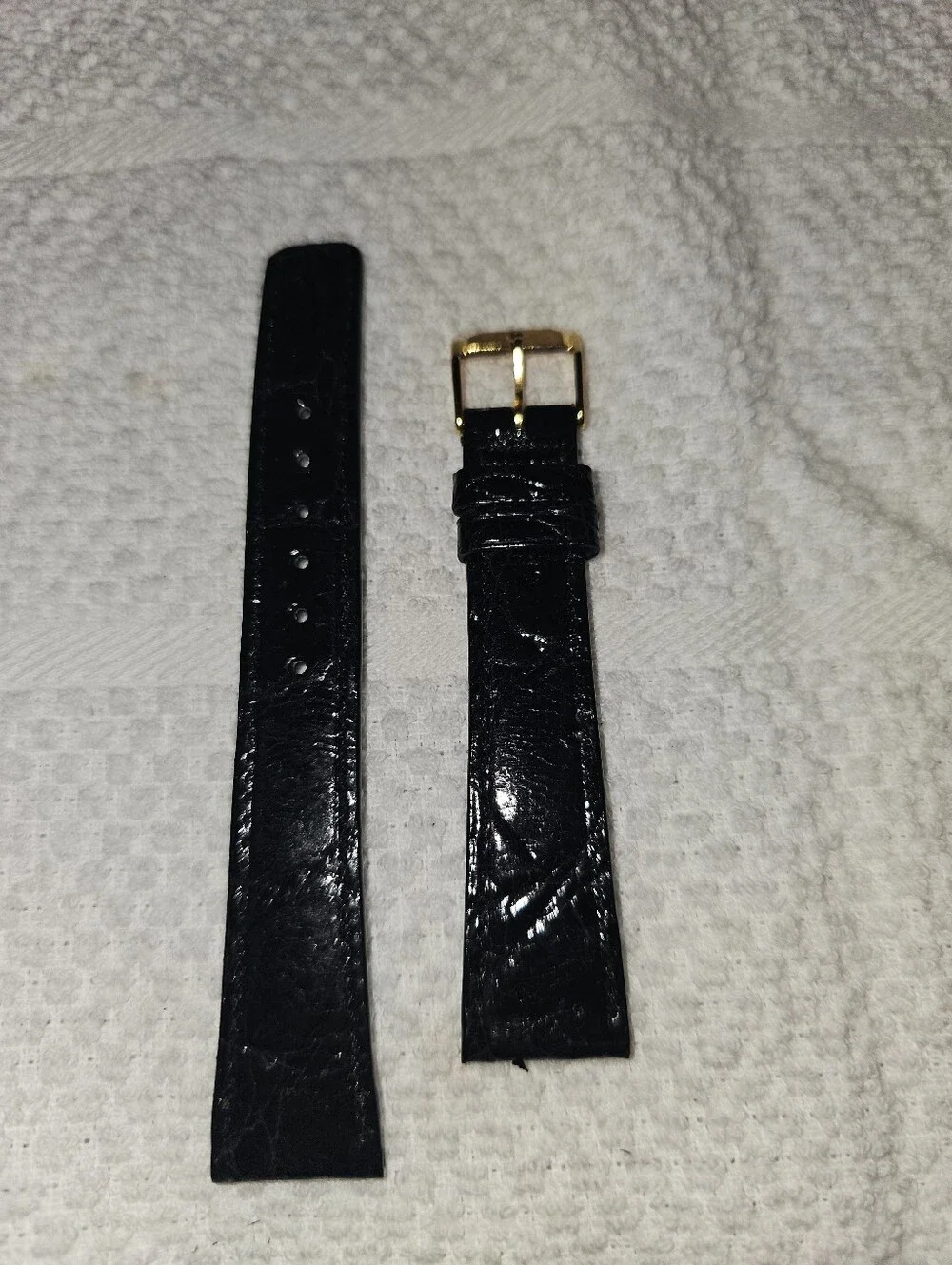 Vintage Movado 18mm Genuine Crocodile Black Watch Strap Swiss